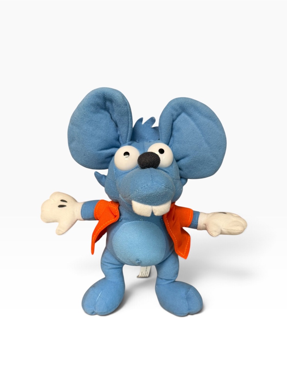 The Simpsons Itchy & Scratchy Blue Mouse Plush Stuffed Animal Orange Vest